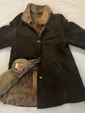 WOLF Brown Shearling-Lined Leather Jacket